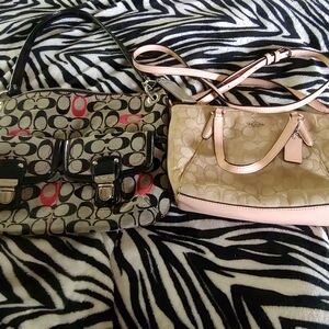 Coach Signature Shoulder Bag Set - Black, Tan, and Pink